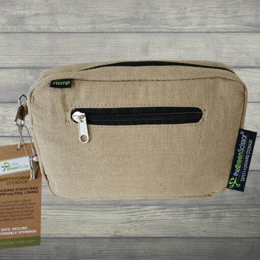 The Green Scissor Locking Hemp Bag PADDED TAN LARGE